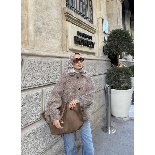 Hansa Düğmeli Kaban Ceket - Vizon