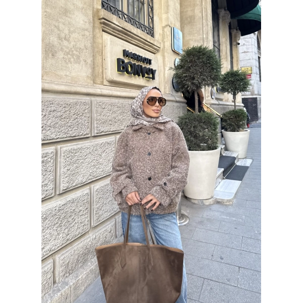 Hansa Düğmeli Kaban Ceket - Vizon