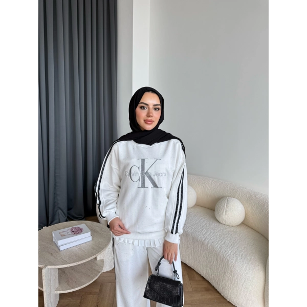 Hps-Muadil Simli Eşofman Takım - Beyaz