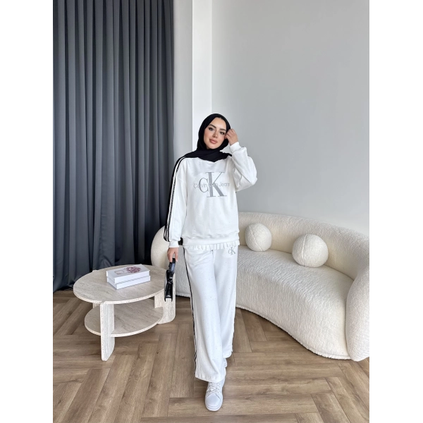 Hps-Muadil Simli Eşofman Takım - Beyaz