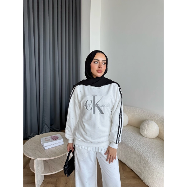 Hps-Muadil Simli Eşofman Takım - Beyaz
