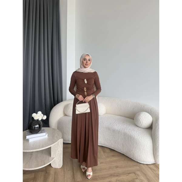 Hr - Desan Sandy Elbise - Kahve ÖN SİPARİŞ