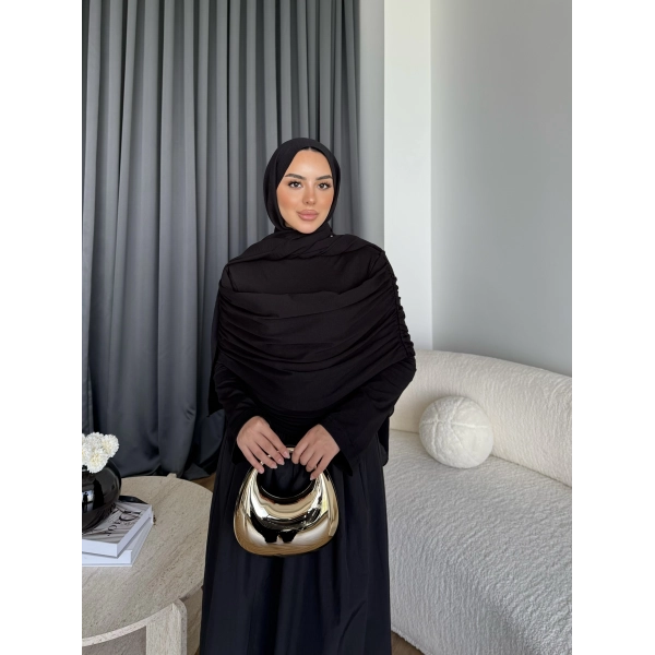 Hr - Melda Yaka Detay Elbise - Siyah