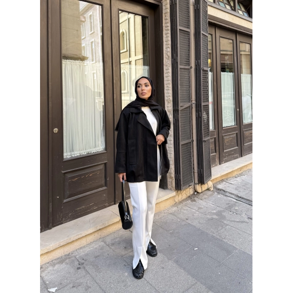 İren Süet Bomber Ceket - Siyah