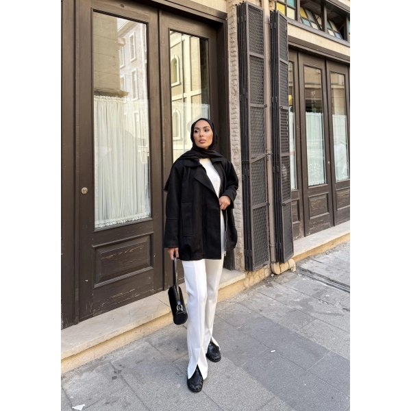 İren Süet Bomber Ceket - Siyah