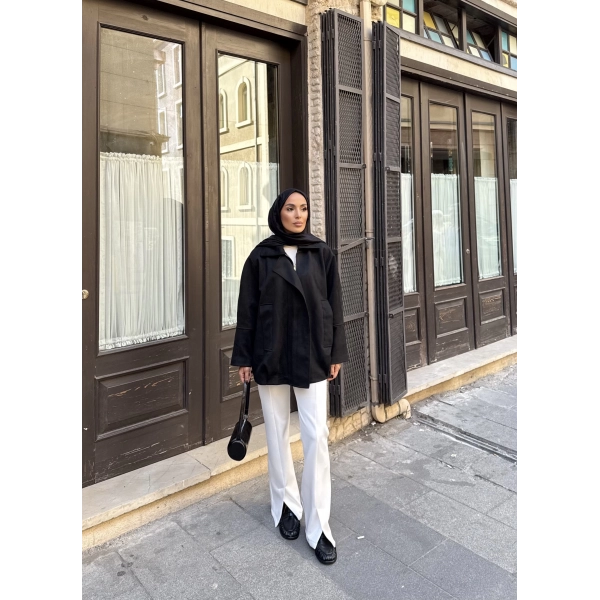 İren Süet Bomber Ceket - Siyah