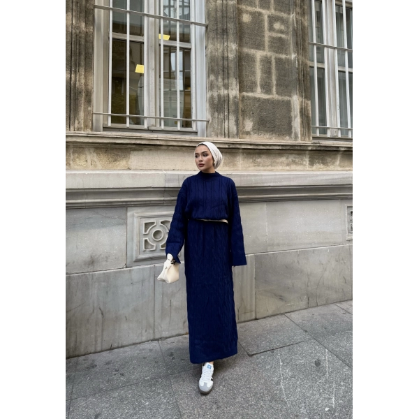 Işıl Örgü Triko Elbise - Lacivert