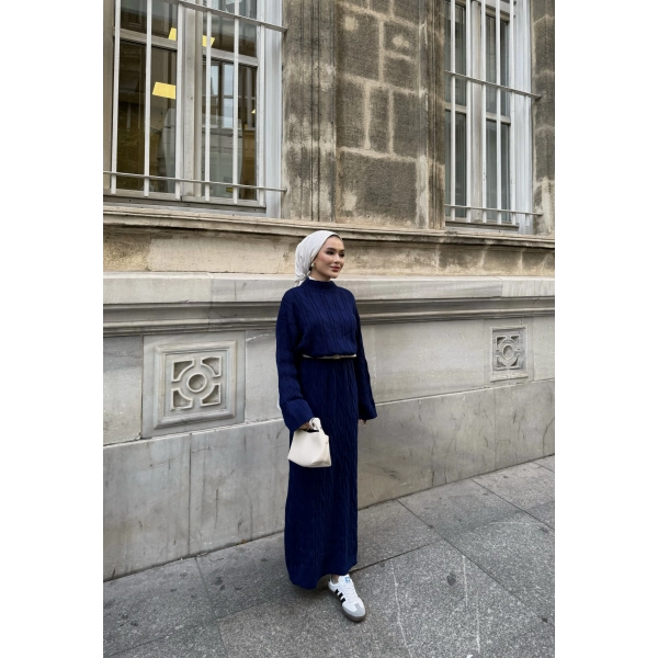 Işıl Örgü Triko Elbise - Lacivert