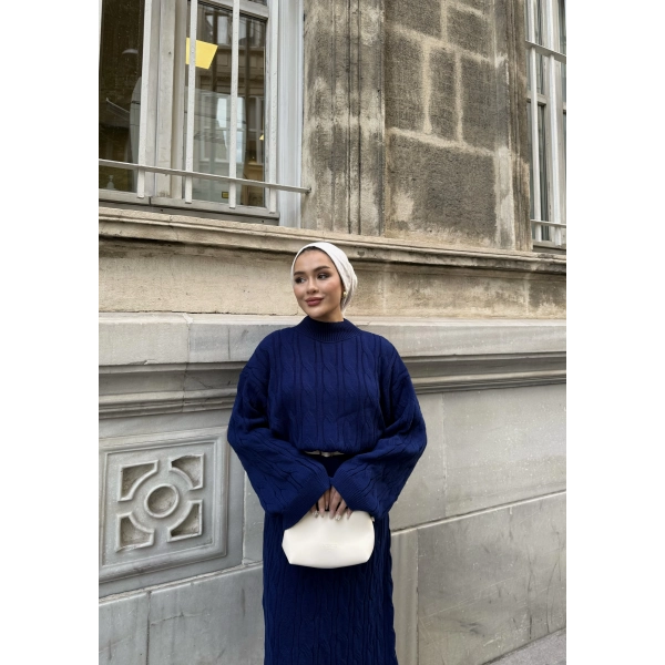 Işıl Örgü Triko Elbise - Lacivert