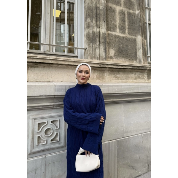 Işıl Örgü Triko Elbise - Lacivert