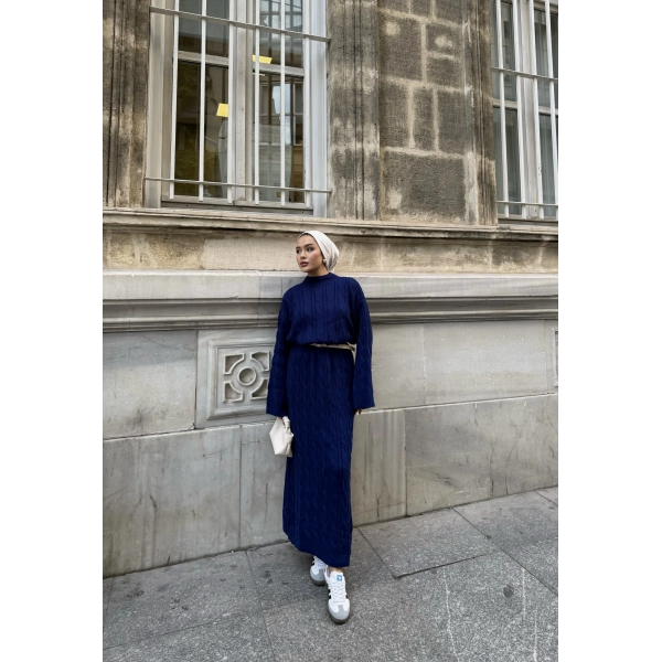 Işıl Örgü Triko Elbise - Lacivert