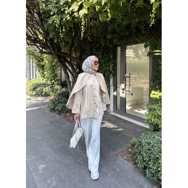 Joelle Pelerinli Ceket - Bej