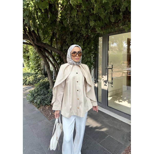 Joelle Pelerinli Ceket - Bej