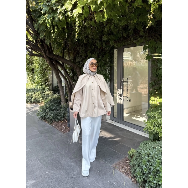 Joelle Pelerinli Ceket - Bej