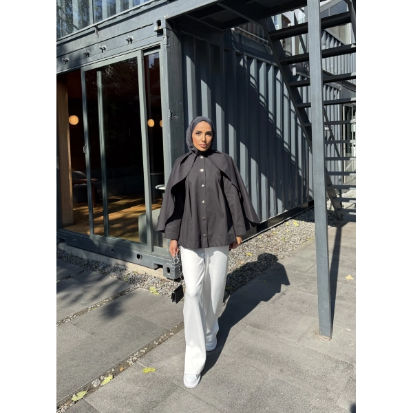 Joelle Pelerinli Ceket - Siyah