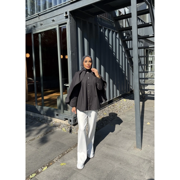 Joelle Pelerinli Ceket - Siyah