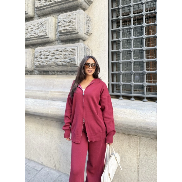 Julia Fermuarlı Takım - Bordo