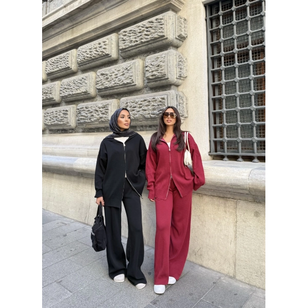 Julia Fermuarlı Takım - Bordo