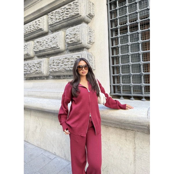 Julia Fermuarlı Takım - Bordo