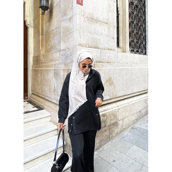 Kamar Düğmeli Takım - Siyah