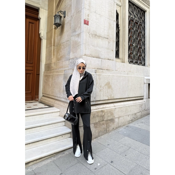 Kamar Düğmeli Takım - Siyah