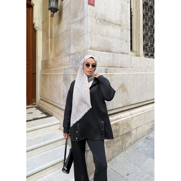 Kamar Düğmeli Takım - Siyah