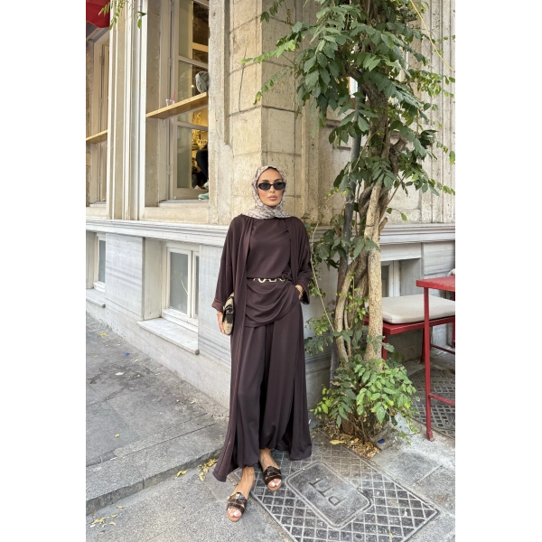 Kayla Kimonolu Oysh Takım - Acı Kahve