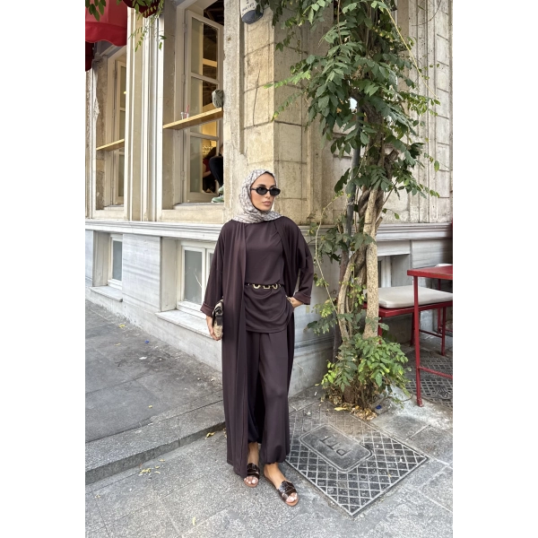 Kayla Kimonolu Oysh Takım - Acı Kahve