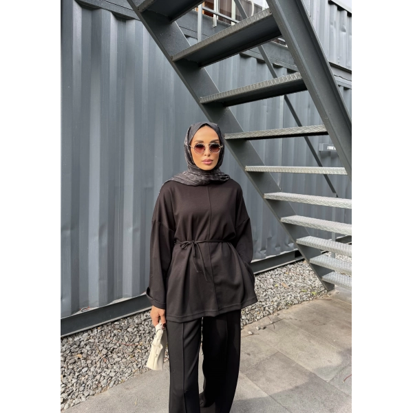 Kimmy Ön Çizgili Takım - Siyah