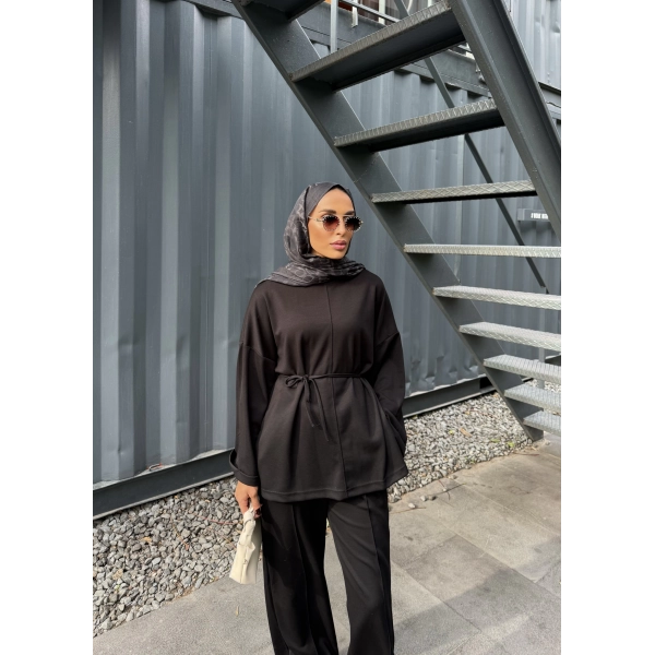 Kimmy Ön Çizgili Takım - Siyah