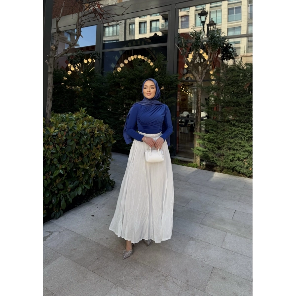 Kırışık Etek - Beyaz