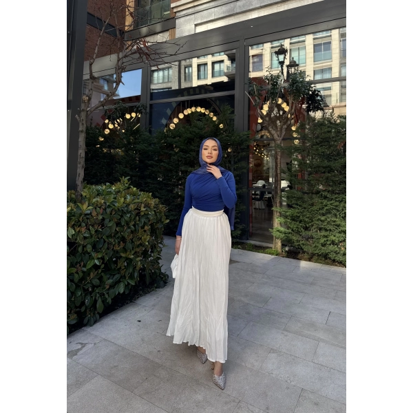 Kırışık Etek - Beyaz