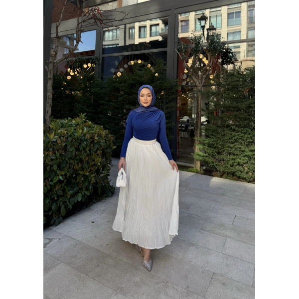 Kırışık Etek - Beyaz