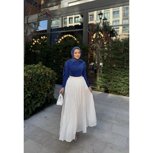 Kırışık Etek - Beyaz