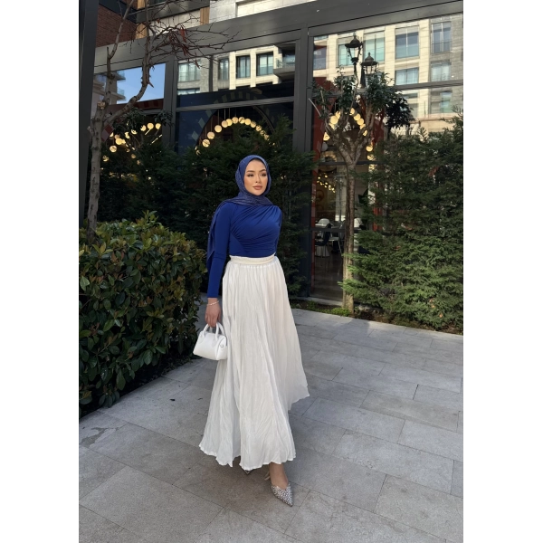 Kırışık Etek - Beyaz