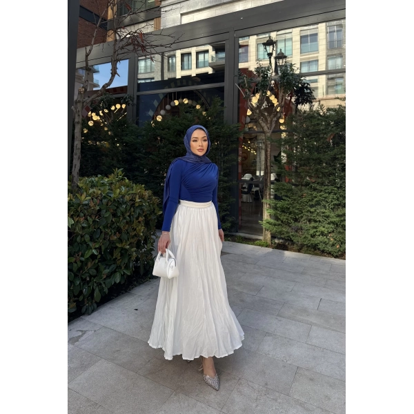 Kırışık Etek - Beyaz