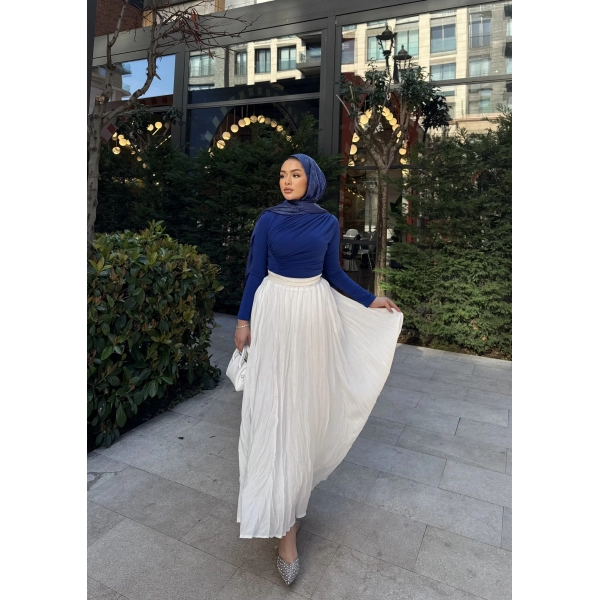 Kırışık Etek - Beyaz