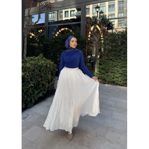 Kırışık Etek - Beyaz