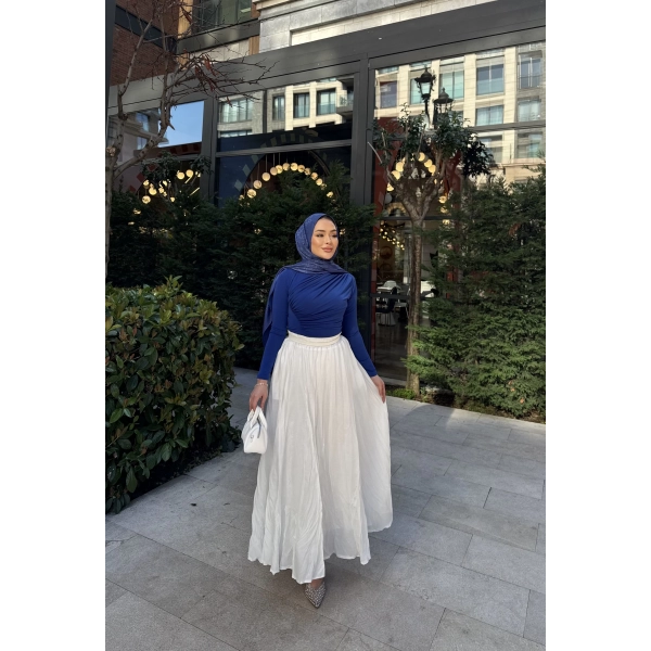 Kırışık Etek - Beyaz