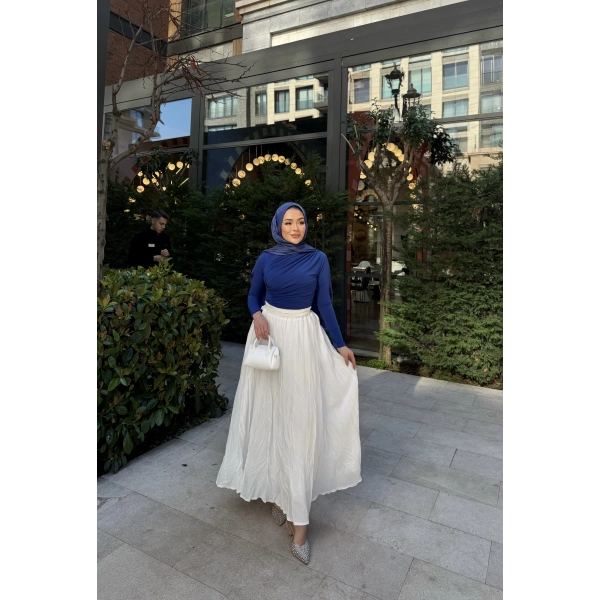 Kırışık Etek - Beyaz