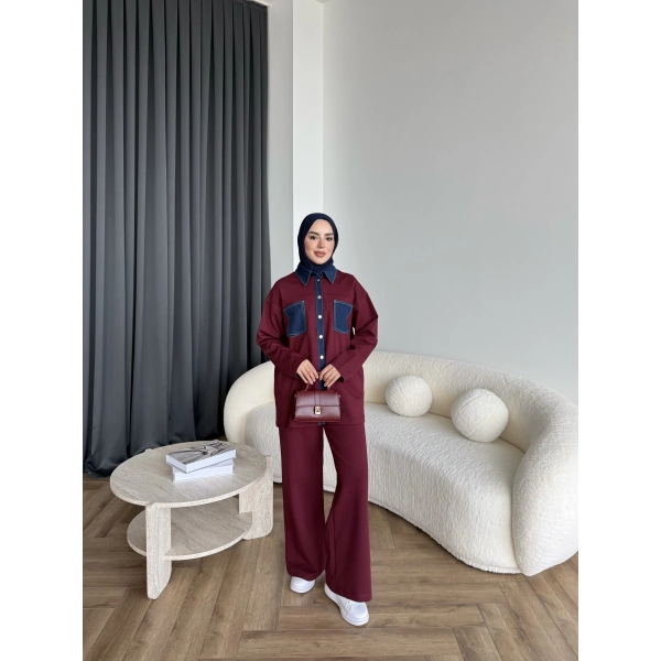 Kot Detaylı Oysh Takım - Bordo