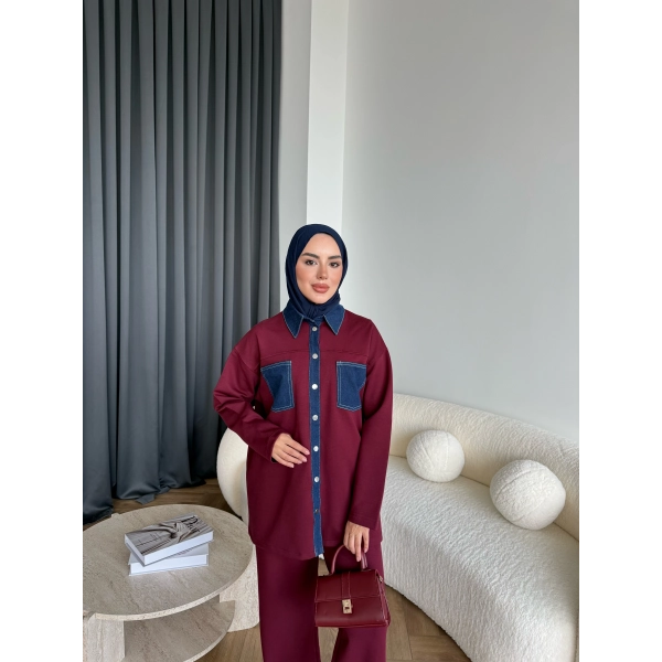 Kot Detaylı Oysh Takım - Bordo