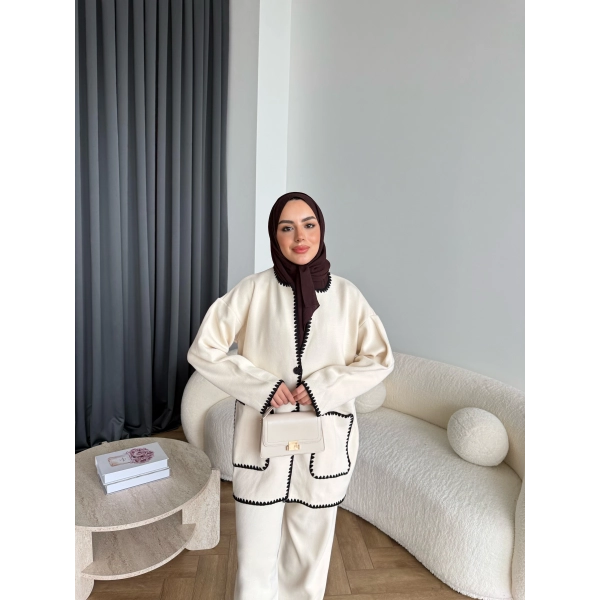 Kuzy Cepli Triko Takım - Bej