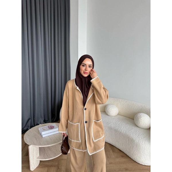 Kuzy Cepli Triko Takım - Camel