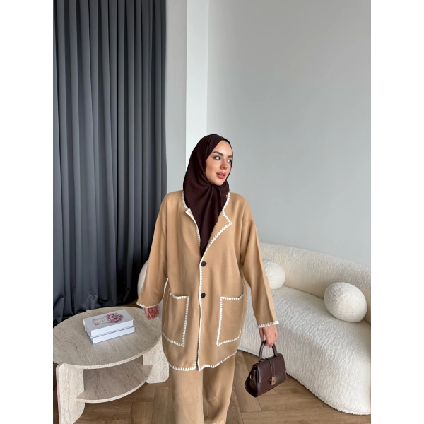 Kuzy Cepli Triko Takım - Camel