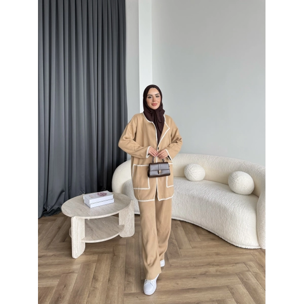 Kuzy Cepli Triko Takım - Camel