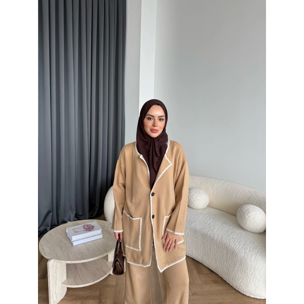 Kuzy Cepli Triko Takım - Camel