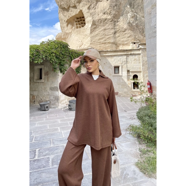 Laly Fitilli Triko Takım - Kahve