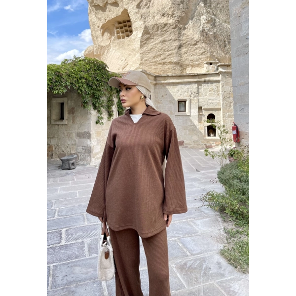 Laly Fitilli Triko Takım - Kahve