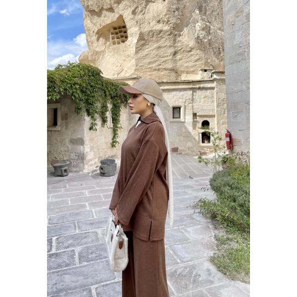 Laly Fitilli Triko Takım - Kahve